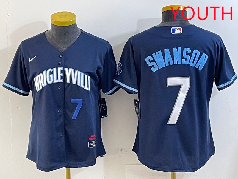 Youth Chicago Cubs 7 Swanson Blue City Edition Game 2025 Nike MLB Jersey style 3